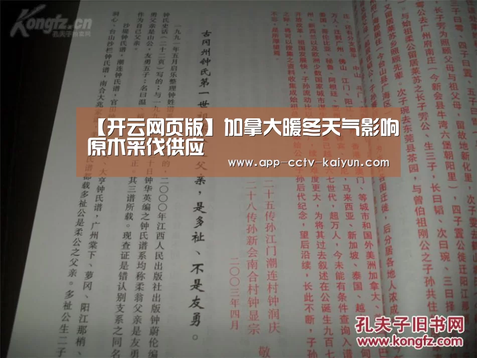 【开云网页版】加拿大暖冬天气影响原木采伐供应(图1) 开云官网